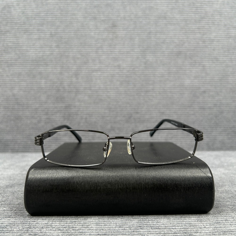 Rectangular Y2k Eyeglasses Gunmetal Black Frames 55-17-140  Mens